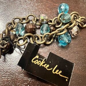 Cookie Lee Brass and Teal Bracelet